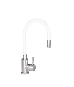 Смеситель для кухни Lidz Aria 015F3 с гибким изливом White / Nickel (LDARI015F3WHI43362)