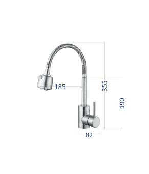 Смеситель для кухни Lidz Aria 015F41 с гибким изливом (k35) LDARI015F41NKS45306 Nickel
