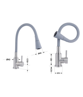 Смеситель для кухни Lidz Aria 015F31 с гибким изливом (k35) Grey/Nickel (LDARI015F31GNK31871)