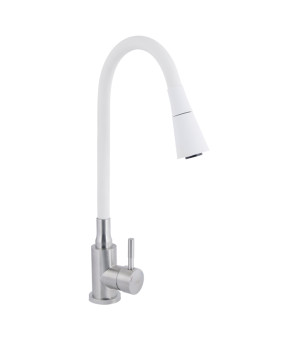 Смеситель для кухни Lidz Aria 015F31 с гибким изливом (k35) White / Nickel (SD00043084)