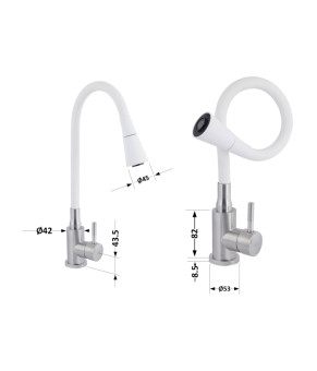 Смеситель для кухни Lidz Aria 015F31 с гибким изливом (k35) White / Nickel (SD00043084)
