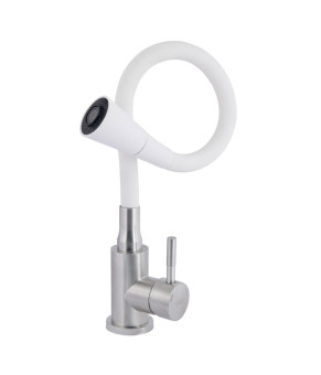 Смеситель для кухни Lidz Aria 015F31 с гибким изливом (k35) White / Nickel (SD00043084)