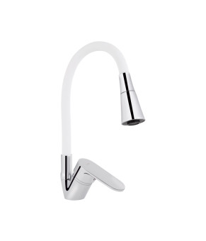Смеситель для кухни Lidz Tani 008F3 с гибким изливом (Chrome/White) LDTAN008F3WCR37037