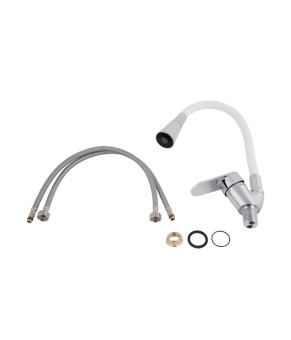 Смеситель для кухни Lidz Tani 008F3 с гибким изливом (Chrome/White) LDTAN008F3WCR37037