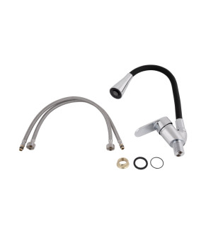 Смеситель для кухни Lidz Tani 008F3 с гибким изливом (k40) LDTAN008F3BCR39484 Chrome/Black