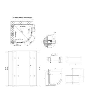 Душова кабіна Latwa SC90x90.SAT.MID.GR полукругла, скло тон. 4 мм + Душовий піддон KAPIELKA ST90x90x26, з панеллю Lidz (SD00050782)