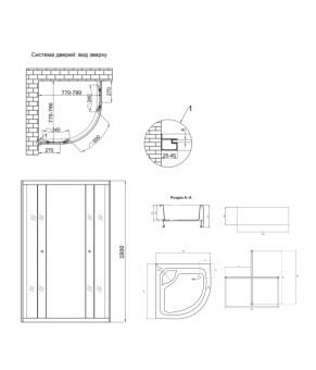 Душова кабіна Latwa SC80x80.SAT.HIGH.GR полукругла, скло тон. 4 мм + Душовий піддон KAPIELKA ST80x80x41, з панеллю Lidz (SD00050786)