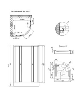 Душова кабіна Lidz Latwa SC80x80.SAT.LOW.GR, скло тон. 4 мм + Lidz Душовий піддон KAPIELKA ST80x80x15 (SD00051438)