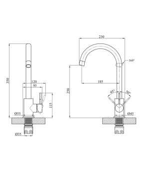 Змішувач для кухні Agua Acero - INOX035NM