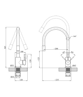 Змішувач для кухні з гнучким виливом Agua Acero - INOX035NS-1