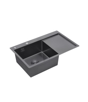 Кухонна мийка Kroner KRP Schwarze - 7849LHM PVD (3.0/1.0 мм)