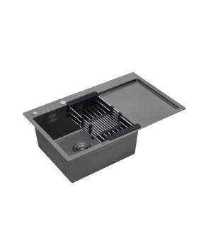 Кухонна мийка Kroner KRP Schwarze - 7849LHM PVD (3.0/1.0 мм)