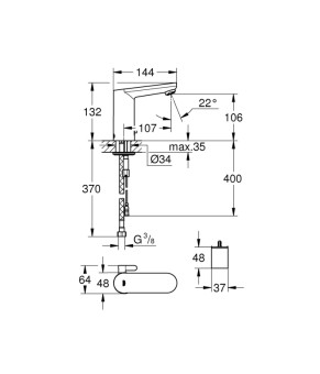 Змішувач безконтактний для раковини Grohe Get E 36366001