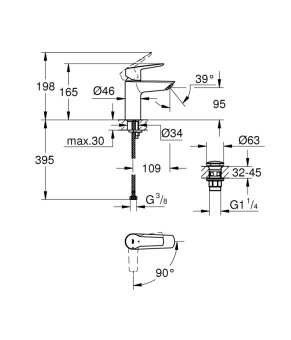 Змішувач для раковини Grohe QuickFix Start S-Size 23551002 з донним клапаном