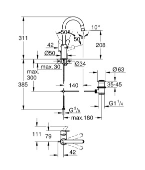 Змішувач для раковини Grohe QuickFix Start L-Size 24203002