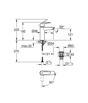 Змішувач для раковини Grohe QuickFix Start M-Size 23746002 з донним клапаном