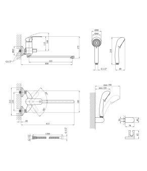 Змішувач для ванни Kroner KRP Konstante - C070