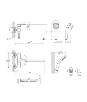 Змішувач для ванни Kroner KRM Elbe - C072