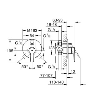 Змішувач прихованого монтажу для ванни Grohe QuickFix Start 23558002 на 2 споживача