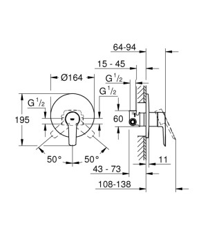 Змішувач прихованого монтажу для душу Grohe QuickFix Start 32590002