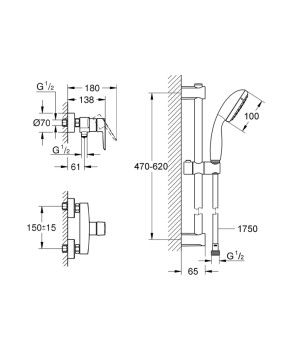 Змішувач для душу Grohe QuickFix Start Black UA30330801