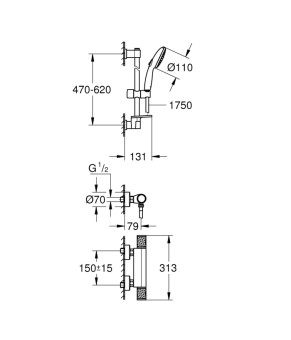 Змішувач термостатичний для душу Grohe QuickFix Precision Feel 34791001
