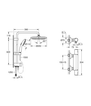Змішувач термостатичний для душу Grohe QuickFix Start Black UA303908T2