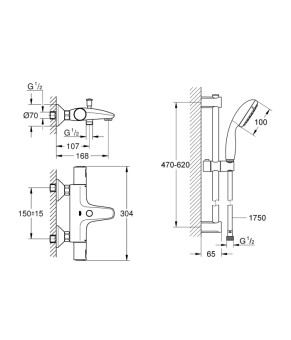 Змішувач термостатичний для ванни Grohe QuickFix Precision Start Black UA303907T1