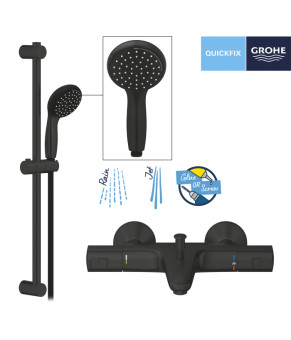 Змішувач термостатичний для ванни Grohe QuickFix Precision Start Black UA303907T1