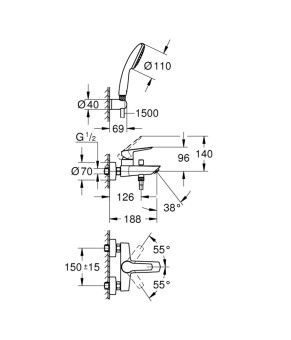 Змішувач для ванни Grohe QuickFix Start 25283002