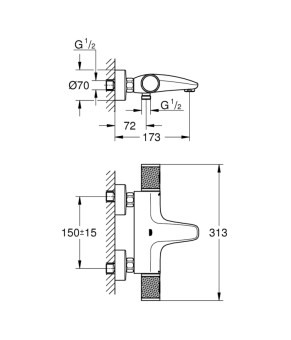 Змішувач термостатичний для ванни Grohe QuickFix Precision Feel 34788000