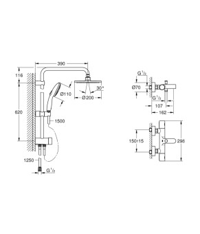Змішувач термостатичний для ванни Grohe QuickFix Precision Get UA202907TR