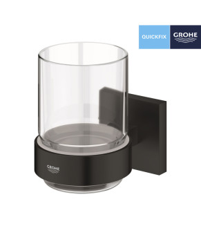 Склянка з тримачем для ванної кімнати Grohe QuickFix Start Cube 410972430