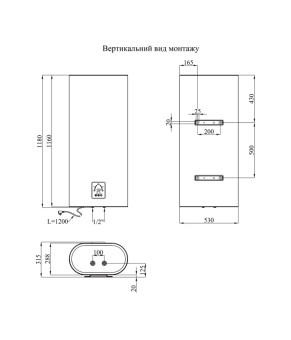 Водонагрівач Kroner Flacher K100F2-D з сухим ТЕНом