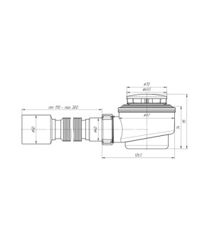 Сифон для душового піддона ANIplast 1 1/2"х40 мм з гнучкою трубою 40х40/50 E415CEU
