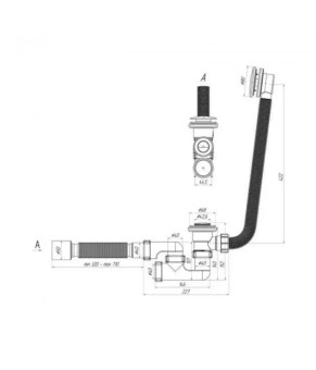 Сифон для ванної ANIplast з засувкою, тарілка зовні 375х40x40/50 EC055GSEU