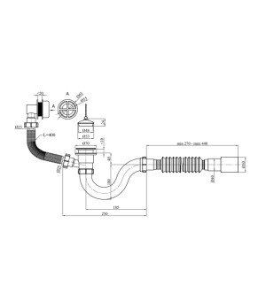 Сифон для ванни Kroner KRP - BS01 1 1/2"х40/50 мм з переливом, прямоточний