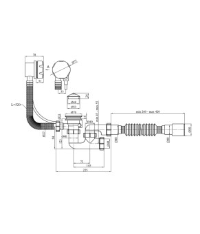 Сифон для ванни Kroner KRP - BS05P 1 1/2"х40/50 мм з системою Сlick-Сlack, з переливом та ревізією