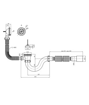Сифон для ванни Agua BS02 1 1/2"х40/50 мм прямоточний, з переливом