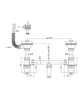 Сифон для кухонної мийки Kroner KRP Siphon - 012 3 1/2"х50/40 мм