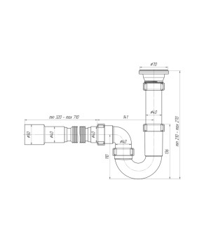 Сифон для кухонної мийки ANIplast 1 1/2''х40 мм з різьбовим випуском D0115EU