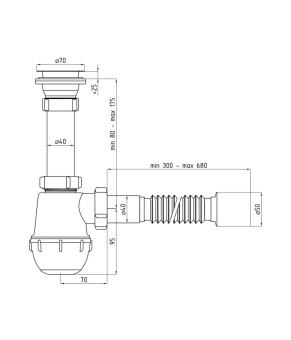 Сифон для кухонної мийки ANIplast 1 1/2''х40 мм з різьбовим випуском A0115EU