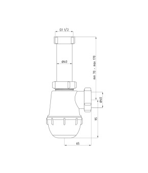 Сифон для кухонної мийки ANIplast 1 1/2''х40 мм без випуску A0120EU