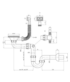Сифон для кухонної мийки Kroner KRP Siphon - 010 3 1/2"х40 мм