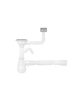 Сифон для кухонної мийки Kroner KRP - KS02-1 3 1/2"х40/50 мм з відводом для пральної машини, з квадратним переливом