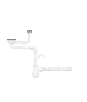 Сифон для кухонної мийки Kroner KRP - KS02S-1 3 1/2"х40/50 мм з відводом для пральної машини, з квадратним переливом