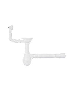 Сифон для кухонної мийки Agua KS02 3 1/2"х40/50 мм з різьбовим випуском, з квадратним переливом
