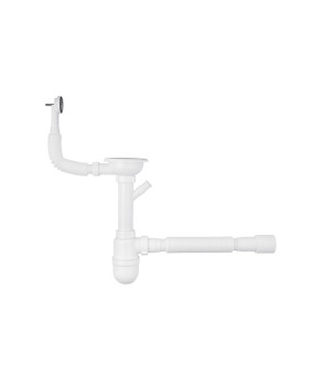Сифон для кухонної мийки Agua KS02R-1 3 1/2''х40/50 мм з відводом для пральної машини, з круглим переливом