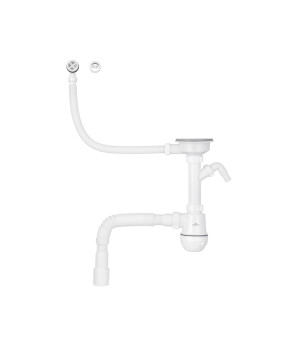 Сифон для кухонної мийки Kroner KRP KS02R-1WHI 3 1/2"х40/50 мм з відводом для пральної машини, з круглим переливом