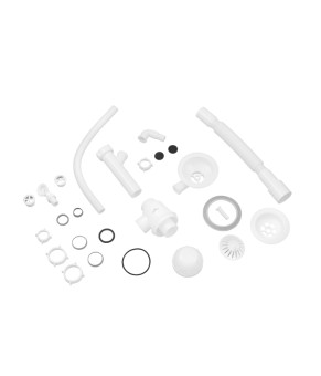 Сифон для кухонної мийки Kroner KRP KS02R-1WHI 3 1/2"х40/50 мм з відводом для пральної машини, з круглим переливом